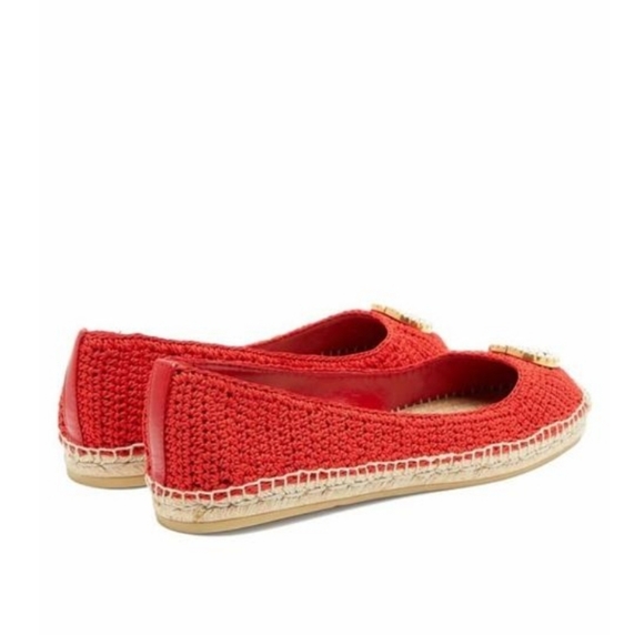 GUCCI Red Lilibeth Gg Faux Pearl-embellished Espadrilles Flats Size 7 - Picture 3 of 11